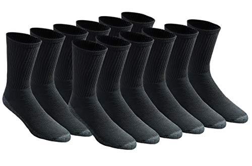 Dickies Men's All-purpose Work Stain Resister Crew Socks (6/12 Pairs), Black (12 Pairs), 6-12