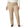 Lee Women's Plus Size Wrinkle Free Relaxed Fit Straight Leg Pant, Flax, 22 Long