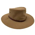 Jacaru Australia 1065 Ranger Leather Hat, Mushroom, Small