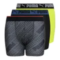 PUMA 3 Pack Boys' Performance Boxer Brief, Grey/Black/Yellow, Medium