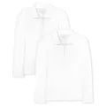 The Children's Place Girls' Long Sleeve Pique Polo 2-Pack, White 2 Pack, Small