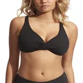 Seafolly Women's F Cup Wrap Front Bikini Top Swimsuit, Eco Collective Black, 10