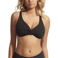 Seafolly Women's F Cup Wrap Front Bikini Top Swimsuit, Eco Collective Black, 10