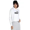 PUMA Women's Essential Cropped Logo Hoodie FL, White, Small