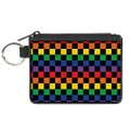 Buckle-Down Canvas Zipper Wallet, Checker Black Rainbow Multicolor, X-Small