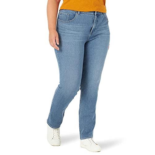 Lee Women's Plus Size Ultra Lux Mid-Rise Slim Fit Straight Leg Jean, Junction, 24 Plus Petite