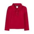 Gymboree Toddler Girls Long Sleeve Ruffle Polo Shirt, Royal Red, 8