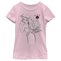 Disney Girl's Ariel and Flounder T-Shirt, Pink, Medium
