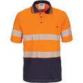 DNC Hi-Vis Cotton Segment Taped Short Sleeve Polo Jersey, Small, Orange/Navy