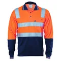 DNC Cotton Back Hivis Two Tone Polo Shirt with CSR R/Tape, X-Small, Orange/Navy