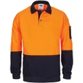 DNC Hi-Vis Rugby Top Windcheater Jacket with Two Side Zipped Pockets, 6X-Large, Orange/Navy
