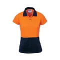 DNC Hivis Ladies Two Tone Short Sleeve Polo T-Shirt, Size 10, Orange/Navy