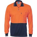 DNC Cotton Back Hivis Two Tone Polo Shirt with CSR R/Tape, Large, Orange/Navy