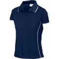 DNC Ladies Cool-Breathe Piping Polo T-Shirt, Size 22, Navy/White