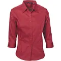 TOMYEUS DNC Premier Ladies Stretch Poplin Business 3/4 Sleeve Shirt, Size 10, Cherry