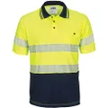 DNC Hi-Vis Cotton Segment Taped Backed Short Sleeve Polo Jersey, 6X-Large, Yellow/Navy