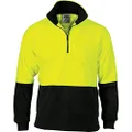 DNC Workwear Unisex Hivis Two Tone 1/2 Zip Polar Fleece - Yellow/Black - Medium