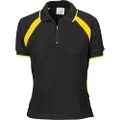 DNC Workwear Ladies Poly/Cotton Contrast Raglan Panel Polo Shirt - Black/Gold - Size 24