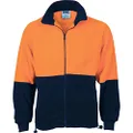 DNC Workwear Unisex Hivis Two Tone Full Zip Polar Fleece - Orange/Navy - Small