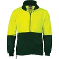 TOMYEUS DNC Workwear Unisex Hivis Two Tone Full Zip Polar Fleece - Yellow/Bottle Green - X-Large
