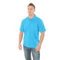 DNC Men's Cotton Rich New York Polo T-Shirt, Small, Cyan Blue