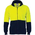 DNC Workwear Unisex Hivis Two Tone Full Zip Polar Fleece - Yellow/Navy - Small