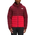 The North Face Men's Belleview Stretch Down Hoodie, Cordovan/TNF Red, XX-Large