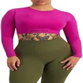 Bonds Women's Move Seamless Long Sleeve Crop, Electric Currant, X-Large