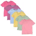 HonestBaby Baby Organic Cotton Short Sleeve T-Shirt Multi-Packs, 6-Pack Autumn Pinks, 5 Years