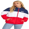 Fila Women's Women's Chloe Colour Block Jacket, Navy/White/Cred, Size XL