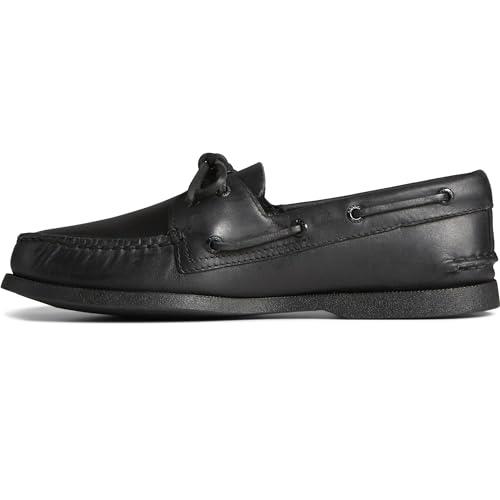 Sperry Top-Sider Men's Authentic Original Boat Shoe,Black Leather,9.5 M US