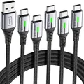 INIU USB C Cables (1+1+2+2+3m) 3,1A QC3,0 Fast Charging USB C Nylon Braided Phone Charger Type C Cord for Playstation 5 4 Controller Samsung S21 Ultra S20 S10 PS5 Xiaomi Huawei LG Laptop