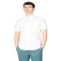 Ben Sherman Men's Short Sleeve Oxford Shirt, White, Large