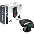 MSI Clutch GM51 Lightweight Wireless Gaming Mouse - 26,000 DPI Optical Sensor, 650 IPS, Balanced, 60Mio+ Click Omron Switches, 1000Hz Sampling Rate, 1ms Latency, RGB Mystic Light, 85g, Wireless