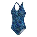 Speedo Women's Lexi Shaping Printed Swimsuit, Navy/Blue, Size 36