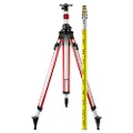 Spot-On Pro Elevating Tripod with 5m '0.5cm' Staff Combo, 5/8 inch x 11 Thread