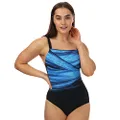 Speedo Women's Amberglow Shaping Swimsuit, Black/Blue, Size 36