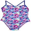 Speedo Women's ECO Geo Thin Strap OP Swimsuit, Blue/Pink, Size 38