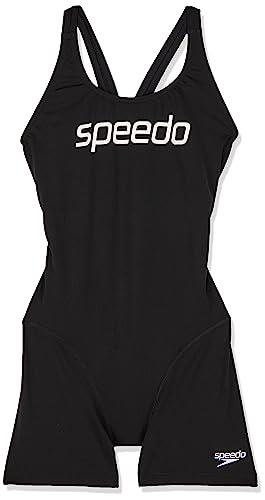 Speedo Women's Endurance+ Leaderback Sport Legsuit, Black/White, 6