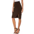 Urban Coco Women's Knee Length Stretch Pencil Skirt High Waisted Bodycon Midi Straight Skirt, Chocolate, Small