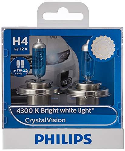 Philips CrystalVision H4 Halogen Headlight Globe 12V 60/55W 4300K Twin Pack