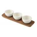 Villeroy & Boch, Artesano Original, Small Dip Bowl Set with Wooden Serving Plate, 4 Pieces, Premium Porcelain/Wood, White