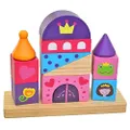 Tooky Toy Wooden Castle Block Tower: Blocks and Tower Display with Pink Princess Theme for Kids