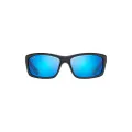Maui Jim Mens Full Rim Sunglasses, Matte Translucent Blue Black W/Stripe / Blue Hawaii, 61mm US