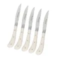 Stanley Rogers Pistol Grip Artisan Steak Knife Set, Stainless Steel Serrated Blade, Sharp Knives with Ergonomic Handle (Colour: Cream, Silver), Quantity: 1 Set, 4 Pieces