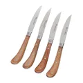 Stanley Rogers Pistol Grip Woodland Steak Knife Set, Stainless Steel Serrated Blade, Sharp Knives with Ergonomic Handle (Colour: Distressed, Silver), Quantity: 1 Set, 4 Pieces