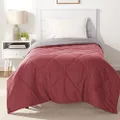 Amazon Basics Reversible, Lightweight Microfiber Comforter Blanket - Twin/Twin XL, Burgundy / Gray