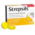 Strepsils Double Antibacterial Soothing Sore Throat Lozenges, Honey and Lemon, 36 Pack