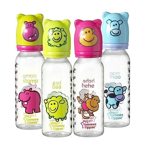 Tommee Tippee Novelty Hood Baby Bottle with Fast Flow Teat, 250ml, Pack of 1, 6 Months+, Colours and Designs May Vary