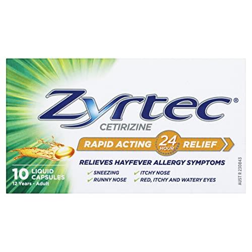 Zyrtec Rapid Acting Hayfever Allergy Relief Antihistamine Liquid Capsules 10 Pack